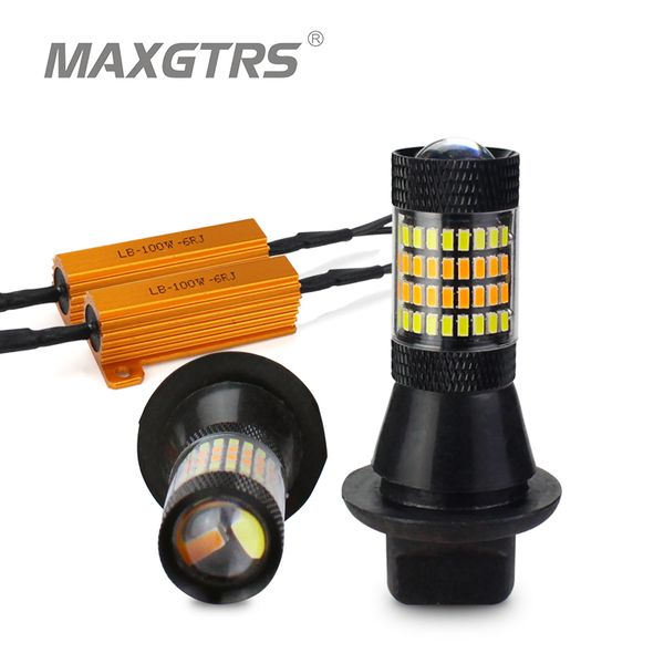 

2x s25 p21w 1156 ba15s 96 smd 3014 car led light daytime running light+amber turning signal canbus drl led fog external lights