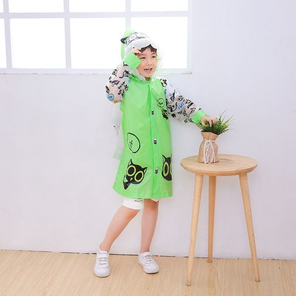 

green environmental protection raincoat thickened cartoon cat cloak inflatable style poncho inflatable big brim midday rain, Red;brown