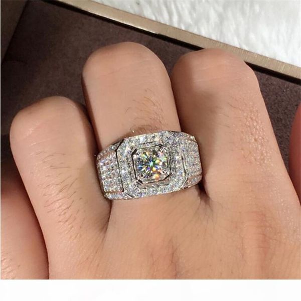 

i victoria wieck luxury jewelry 925 sterling silver round cut white z pave cz diamond stackable women wedding band ring for men gif, Slivery;golden