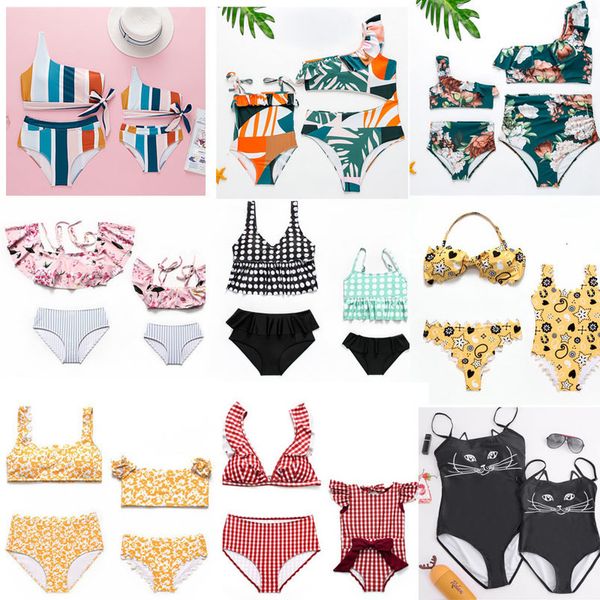 

swimsuit family matching outfits mother and daughter clothes swimsuits mommy and solid me bikini mum baby cute swimwear biquini, White;black