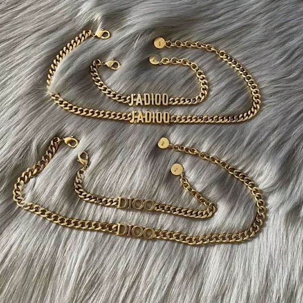 

super classic letter plating thick gold hollow fashion jewelry women bracelet women necklace chains, Silver