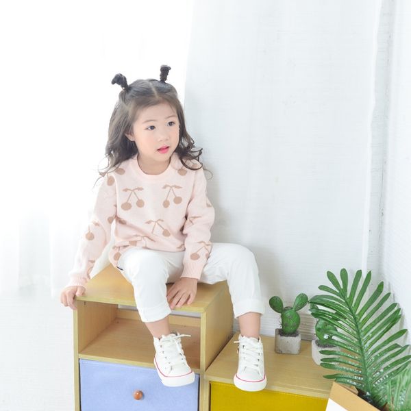 

girl's pullover cherry children's pullover baby girl's cotton base sweater base sweater, Blue