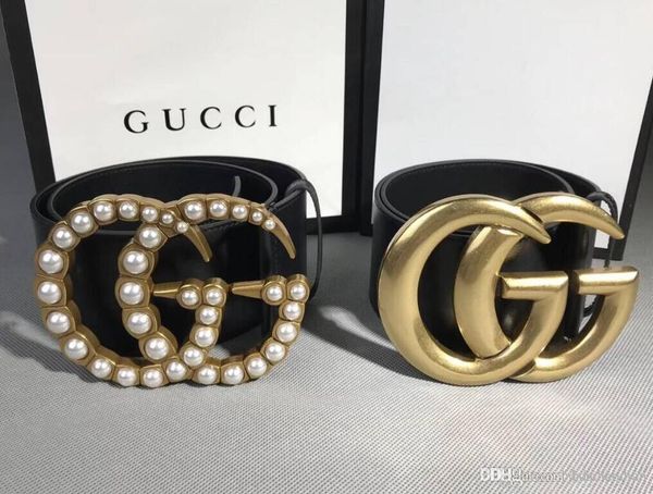 

2020 mens designer pearl belt men luxury belt buckle for man fashion mens leather belts for men /women box and tags, Black;brown