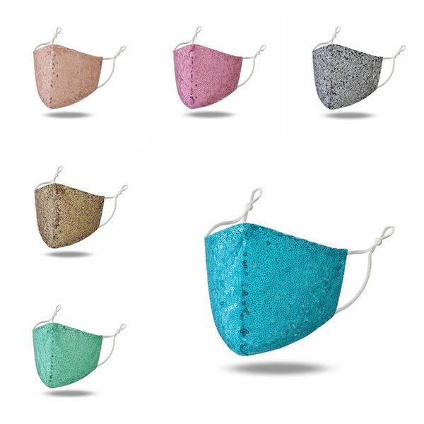 

sequin masks glitter mouth cover washable bling bling anti-dust masks fashion face mask soft outdoor women cycling face cover bwb966