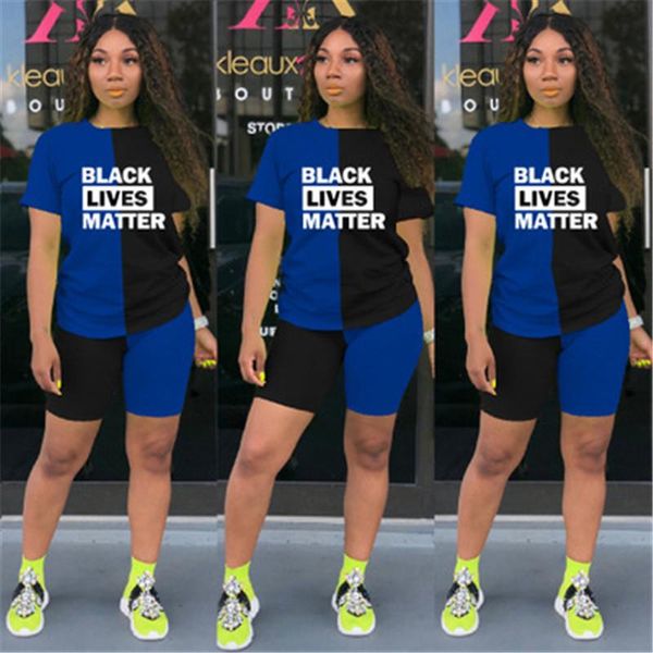 

alphabet printing designer women sets fashion summer casual colorblock sportswear short sleeve o neck pocket two piece sets clothing, Gray