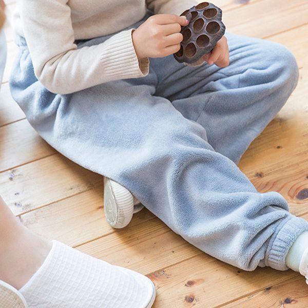 

fashion boys warm baby sweatpants winter flannel soft pants pajama pants loose elastic waist thick sleepwear homewear, Black;red