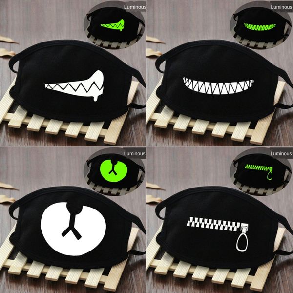 

triple white monkey mouth mask reusable cartoon print cubrebocas con sonrisa ultraviolet proof washable running riding bike bdehome kwqir#68, Black