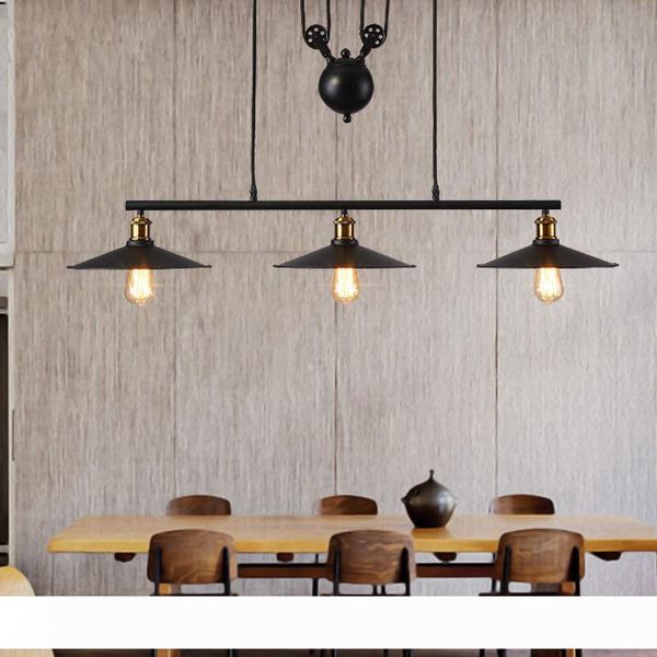 

vintage pendant light kitchen fixtures loft style hanglamp pulley retro lamp black metal industrial pendant lamp luminaria