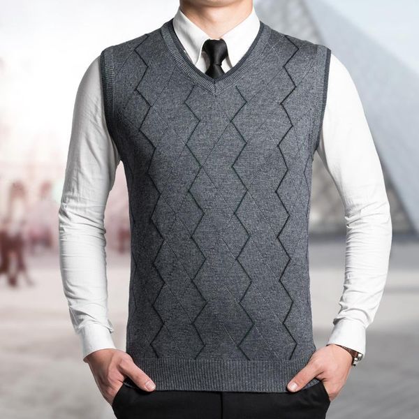 

new arrival autumn men's formal classic v- neck pullover cashmere wool sweater vest, White;black