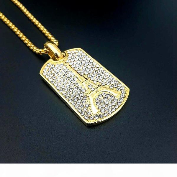 

fashion eiffel tower pendant necklace for men women 18k gold plated ice out chains hiphop zircon necklace hip hop jewelry, Silver