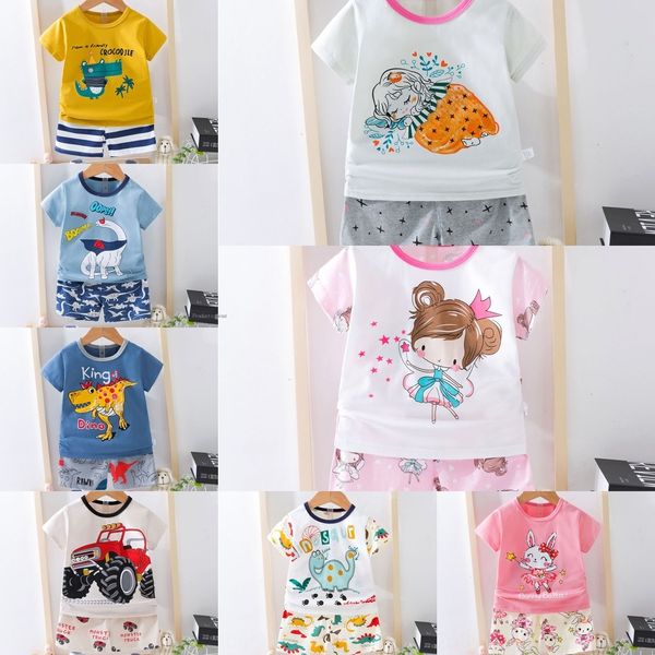 

bzm66 summer children's short-sleeved air-conditioning home suit pants suit air conditioning pants set wear boys' and girls