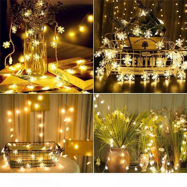 

snowflake led fairy lights christmas string lights 3m 6m 10m holiday lighting battery operated for indoor outdoor decorations