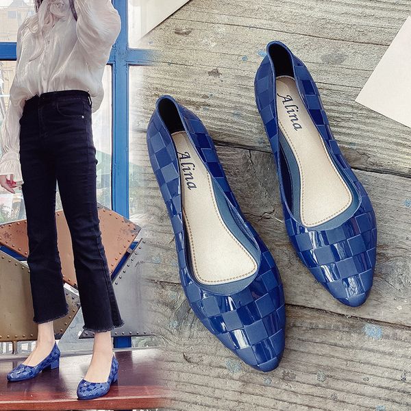 

waterproof non-slip women's shoes korean style fashion pumps heels rubber jelly shoes, Black