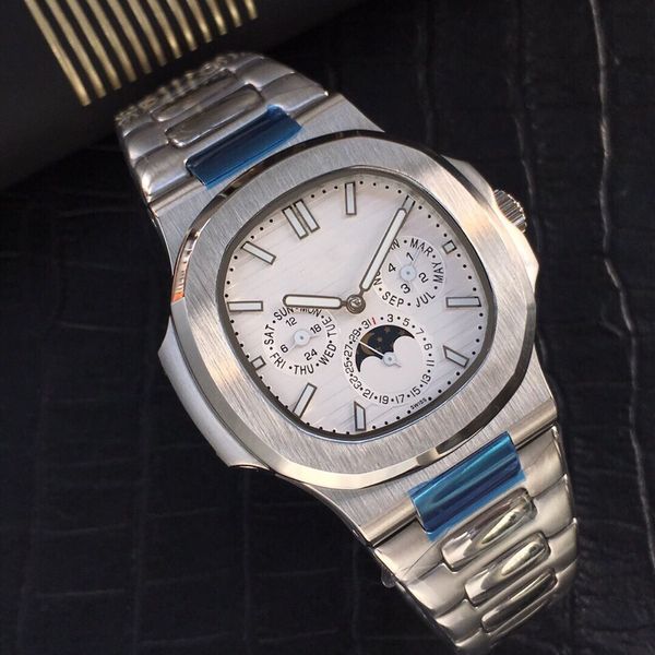 

luxury men's watch sports series multifunctional mechanical movement pp nautilus 5740 316 stainless steel silver metal case strap, Slivery;brown