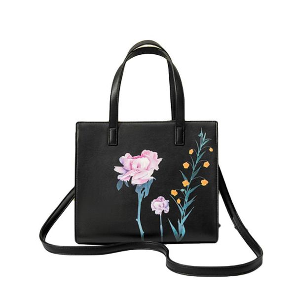

women satchel handbags, elegant floral print leather tote purse large capacity shoulder bag