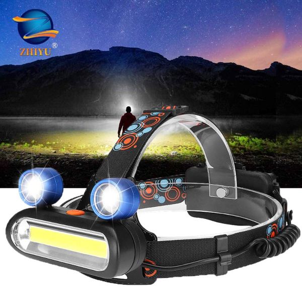 

zhiyu 1*cob+2*xpe glare headlamp ,90 degree adjustable headlight rechargeable outdoor camping light fishing head torch
