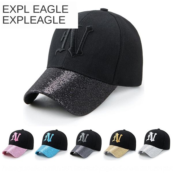 

female outdoor baseball cap baseball cap male korean fashion all-match sun hat bright edge u letter sun hat, Blue;gray