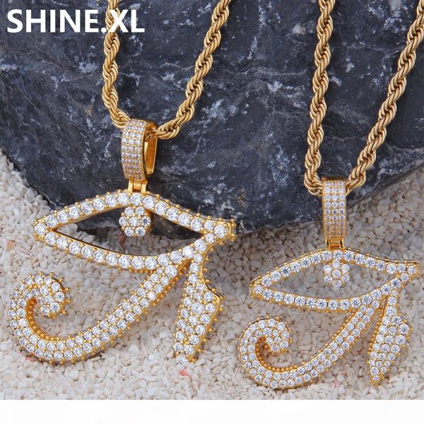 

14k gold plated the eye of horus evil eye necklace pendant iced out micro paved cubic zircon charm bling jewelry, Silver