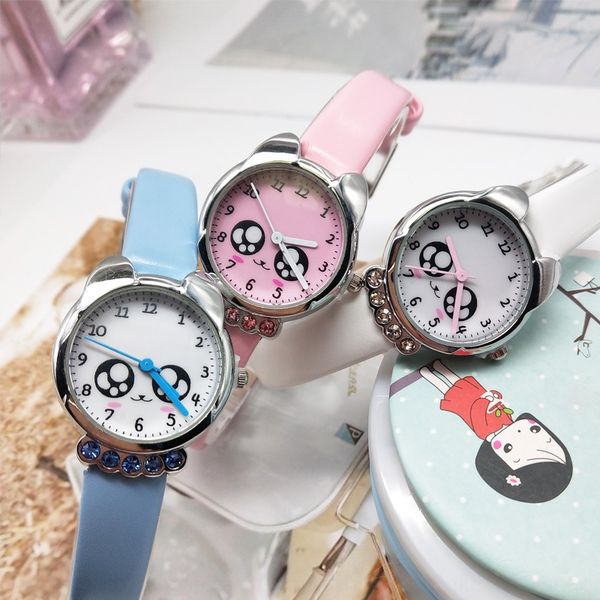 

children cartoon girl quartz pupil boy cute watch cartoon belt simple rhinestone watch, Blue