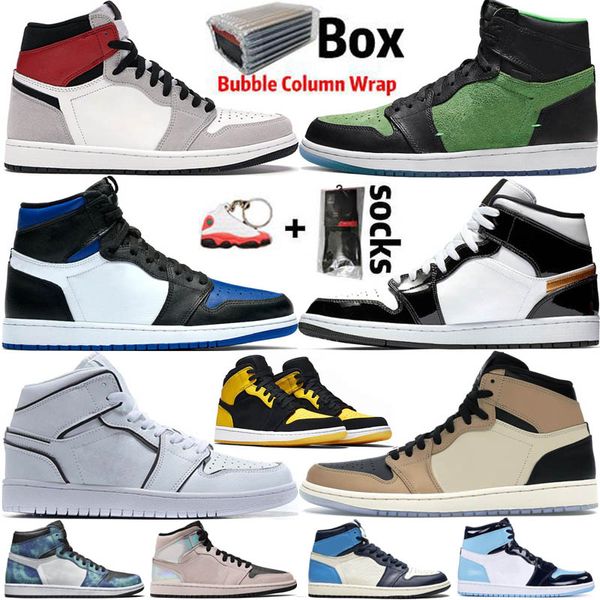 

2020 with box jumpman 1 high og travis scotts smoke grey obsidian unc fearless mens basketball shoes 1s sports sneaker trainers size 36-46