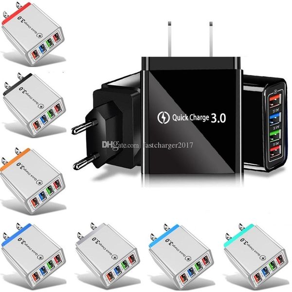 

4 порта usb красочные 5v 5.1a eu сша wall charger телефон пк смарт блок питания для iphone samsung android