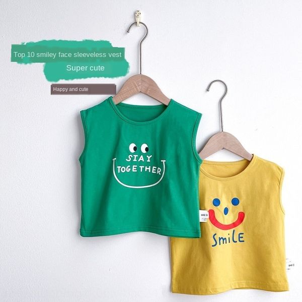 

детские тонкие летние открытый мальчик top жилет жилет без рукавов футболки 1-4 лет 5 ребенок топ летний прилив, Blue