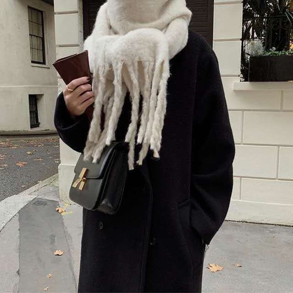 

2020 korean new elegant temperament loose casual straight solid color suit collar windproof thick wool coat women, Black