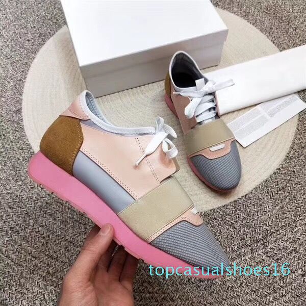 

2019 luxury designer sneaker man casual shoes genuine leather mesh pointed toe race runner shoes outdoors trainers with t01, Black
