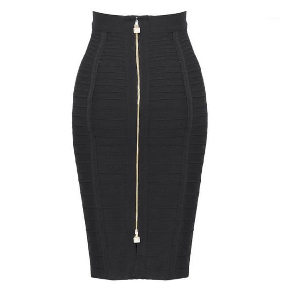 

skirt 2020 womens designer skirts solid color zipper bandage skirt women elastic bodycon summer pencil, Black