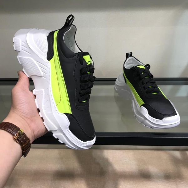 

2019w limited edition men's leather casual platform shoes comfortable breathable low-cut shoes original box packaging 38-44, Black
