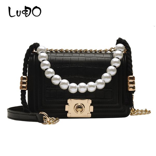 

women designer chain handbags female crossbody messenger bags women luxury pu leather shoulder bag small flap pearl purses