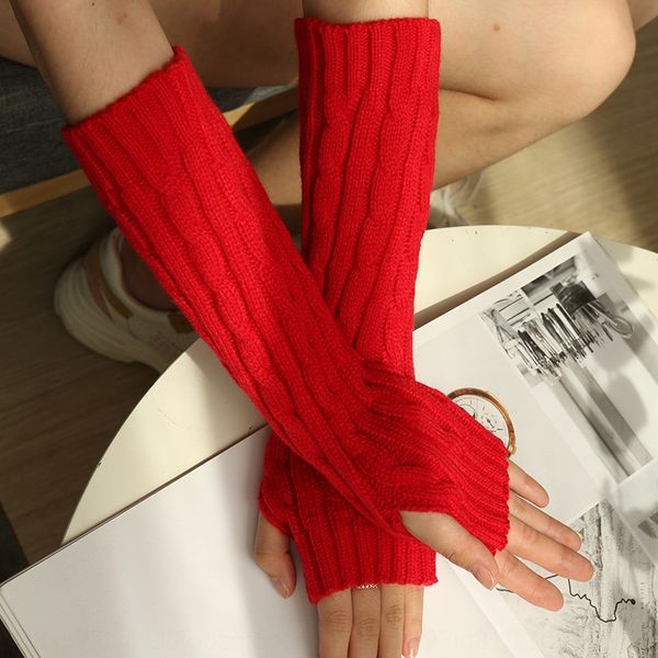 

ncndz knitted wo winter lengthened woolen half finger gloves knitted w new men's and women's warm glovesgloves and glovesopen fing