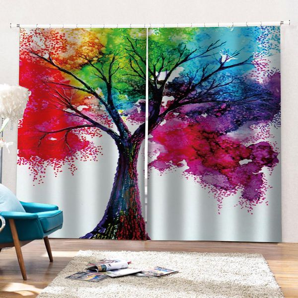 

luxury blackout 3d window curtain for living room oil painting landscape curtains decoration curtains