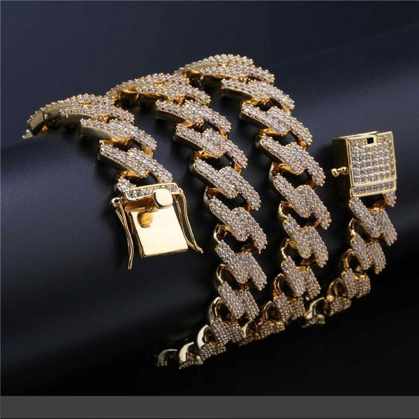 

14mm hip hop link chain necklace men 24k gold jewelry ice out bling cz hiphop chains necklaces hipping, Silver