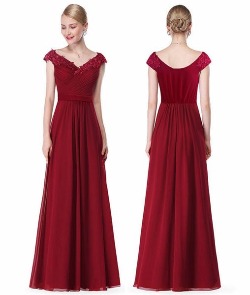 

wedding party gowns plus size evening dresses women's long elegant v-neck sleeveless a-line red chiffon bridesmaid dresses, White;pink