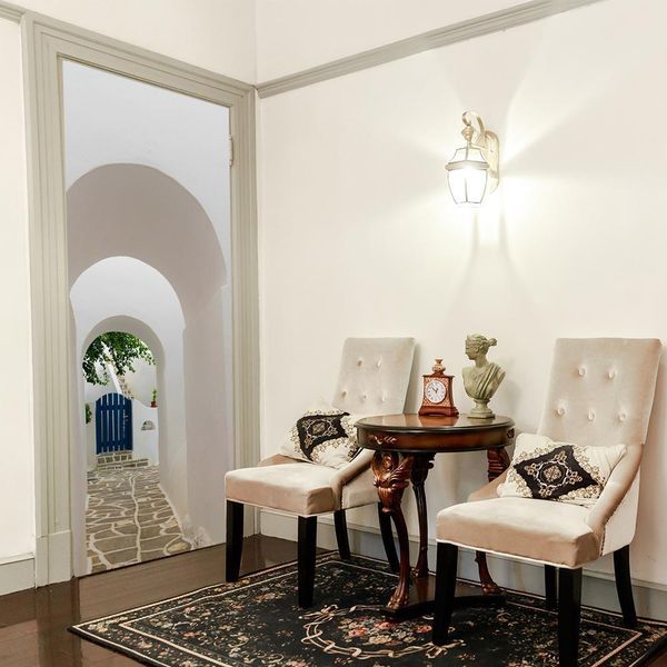 

greek porch door mural sticker living room dinning room wall posters pvc water-proof door sticker imitation 3d wall sticker home decor