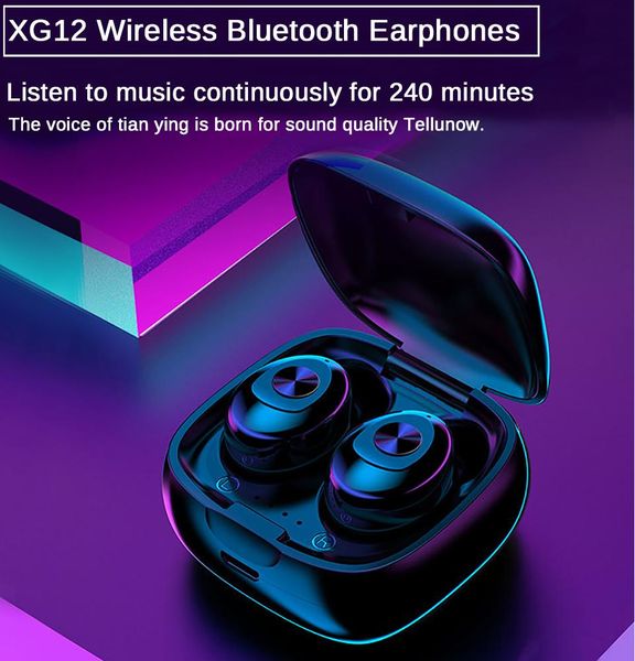 

xg12 tws bluetooth 5.0 earphone stereo wireless earbus hifi sound sport earphones handsgaming headset with mic for iphone 8 xs 11 pro