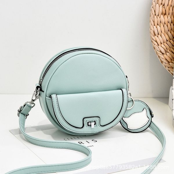 

summer 2020 new women's round shoulder slant hand fresh and cute messenger small bag round cake small bag women, White