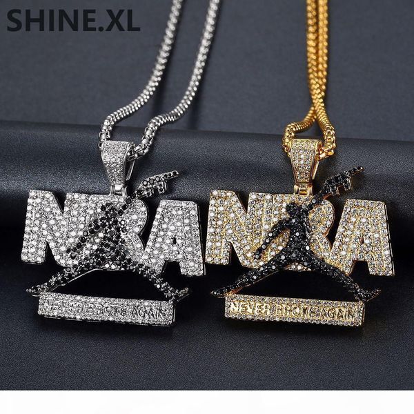 

hip hop iced out micro-инкрустированных циркон мужского ожерелья баскетбольного вентилятор ожерелье шарм ювелирные изделия для мужчин, Silver