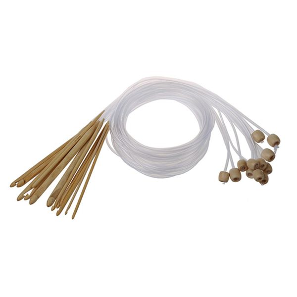 

12 sizes crochet needles bleached bamboo afghan tunisian 3,0-10,0 mm, Black