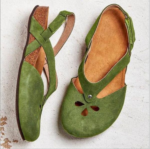 

summer women plus size flat sandals round toe sandals ladies casual ankle hollow elegant female soft beach sole shoes, Black