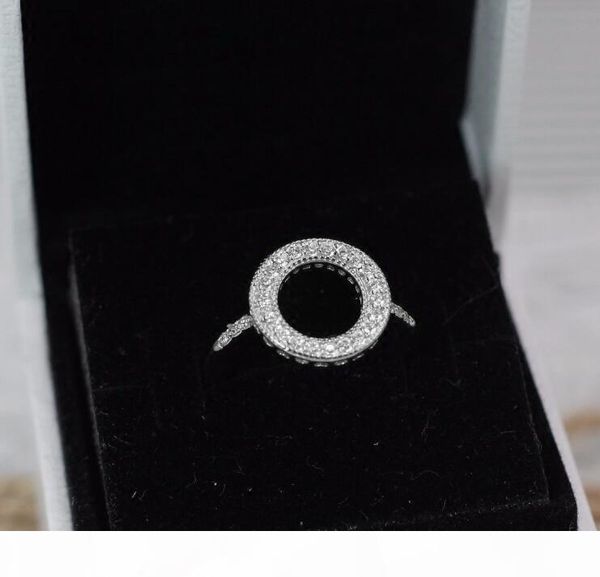 

d authentic 925 sterling silver ring women wedding jewelry for pandora sparkling halo ring with original box sets high quality, Slivery;golden