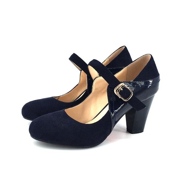 

autumn wedding party square high heel shoes office women shoes jobs, Black
