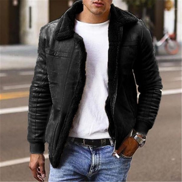 

mens coats thicken lapel neck long sleeve man jackets solid color mens outerwears with zipper winter plus size, Black;brown