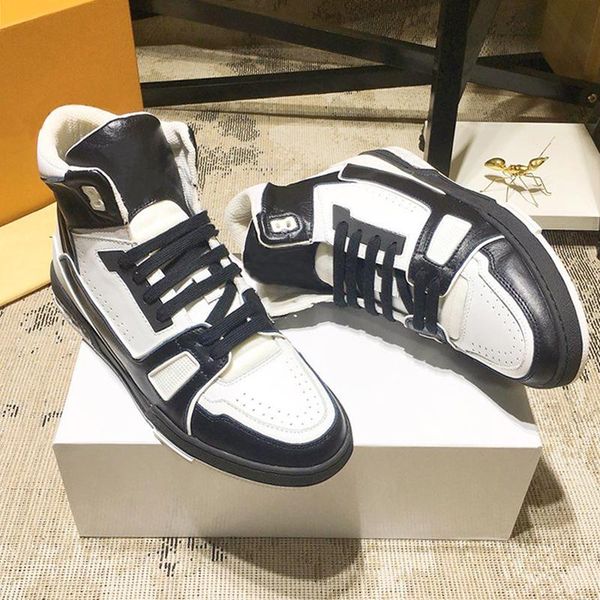 

trainer sneaker boot men 's shoes new arrival sports soft footwears plus size lace -up high casual men shoes with ori, Black