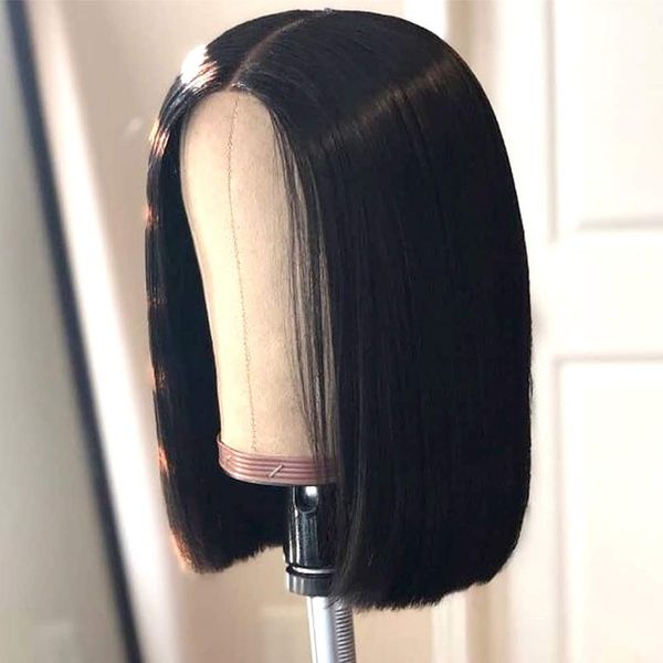 

150% short straight bob cut blunt lace front human hair wigs with baby hair for black women remy preplucked brazilian