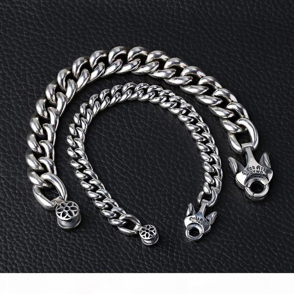 

925 sterling silver jewelry designer hand-made heavy curb links bracelet designed with unique closure clasp 3 sizes (9mm 14mm 17mm) for men, Black