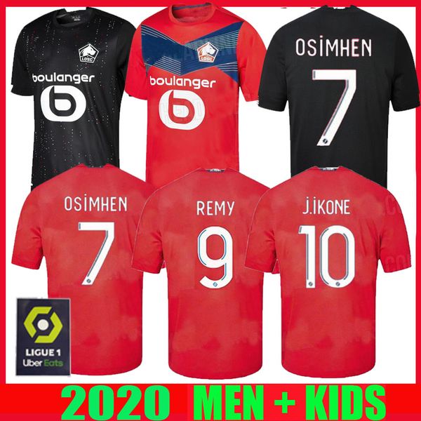 

20 21 losc lille soccer jerseys home away black 2020 20 21 maillot de foot sanches osimhen bamba yazici man kids football shirts thailand, Black;yellow