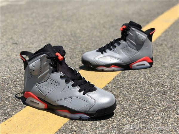 

2019 authentic 6 jsp reflections of a champion 3m reflective infrared reflect silver black 6s man basketball shoes with box ci4072-001