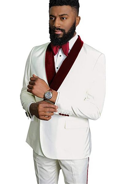 

white single breasted velvet shawl lapel men wedding suits groom prom tuxedos classic groomsmen suit custommade, Black;gray
